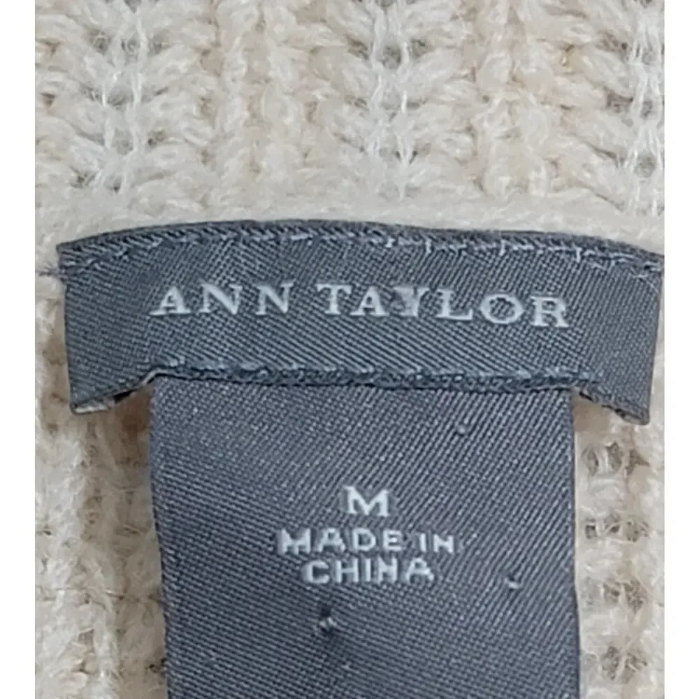 Ann Taylor Cream Cowl Neck Knitted Wool Mohair Sweater Medium Lightweight Soft